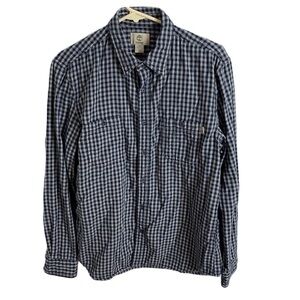 Timberland Blue Plaid Button Down Shirt Large Men’s Flannel Slim Fit
